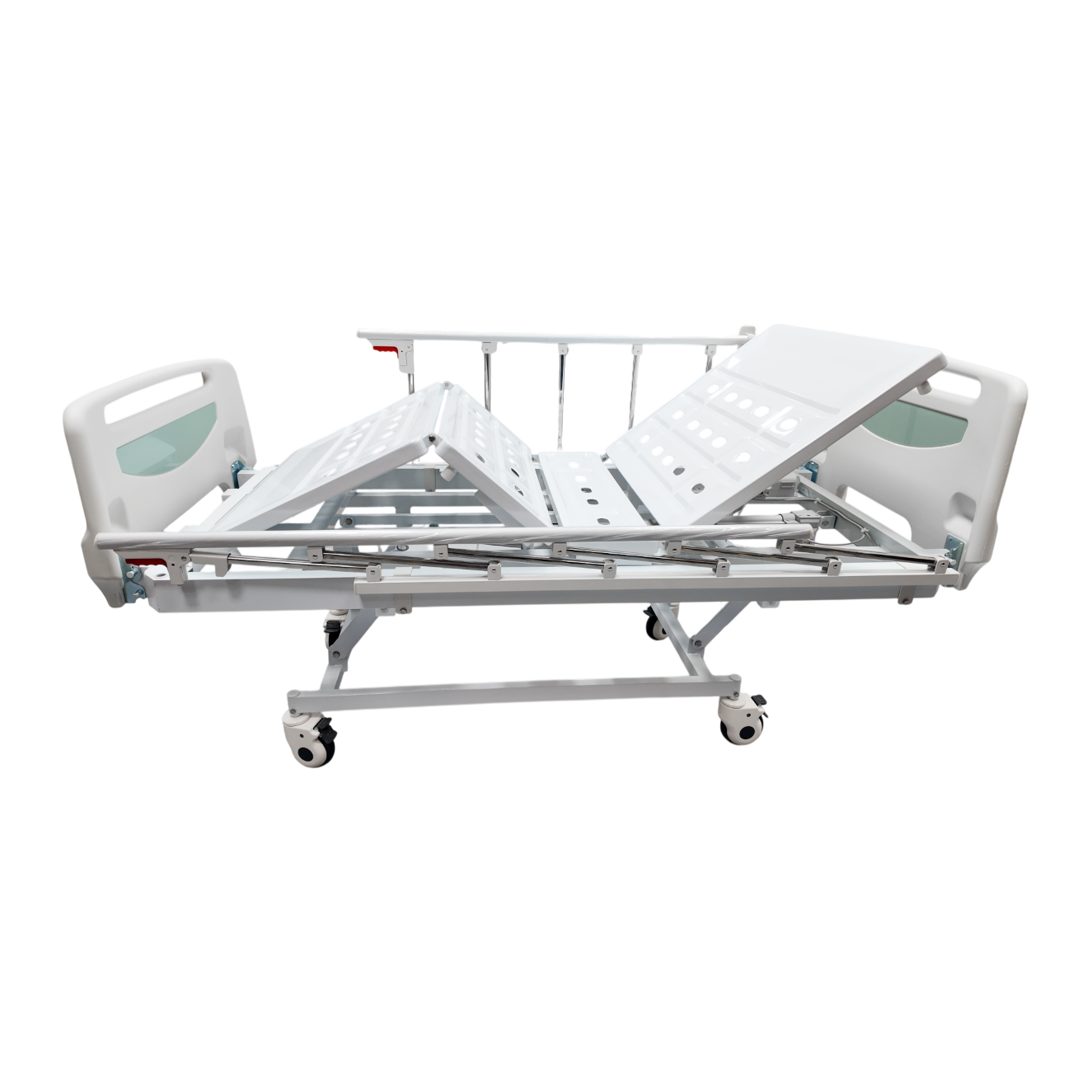 Cama Hospitalaria Eléctrica 4 movimientos con barandas en aluminio